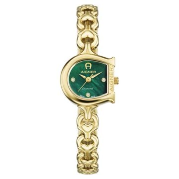 Aigner Quartz Analog Green Dial Golden Stainless Steel Strap Watch For Women