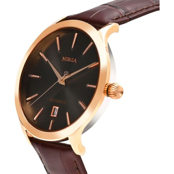 Titan Nebula Abhiyant 18k Pink Gold Hand-Wound Mechanical Analog with Exhibition Caseback Leather Strap Watch for Men - image number 1