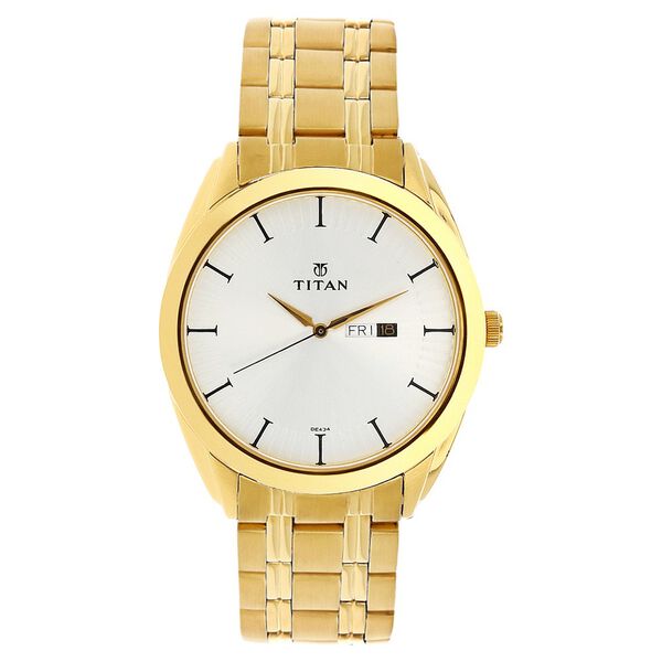 Titan Quartz Analog with Day and Date Silver Dial Stainless Steel Strap Watch for Men - image number 0