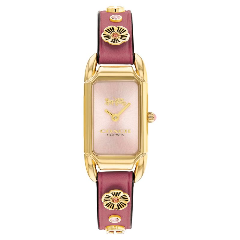 Coach Quartz Analog Pink Dial Leather Strap Watch for Women - image number 0