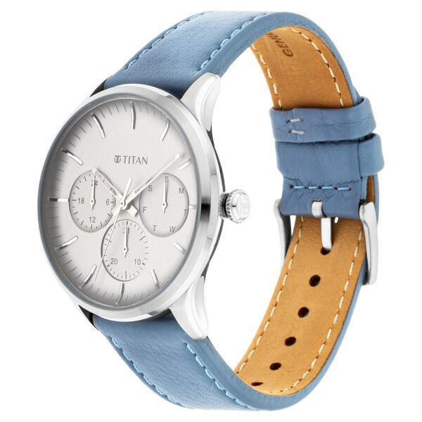 Titan Quartz Multifunction Grey Dial Leather Strap Watch for Men - image number 3