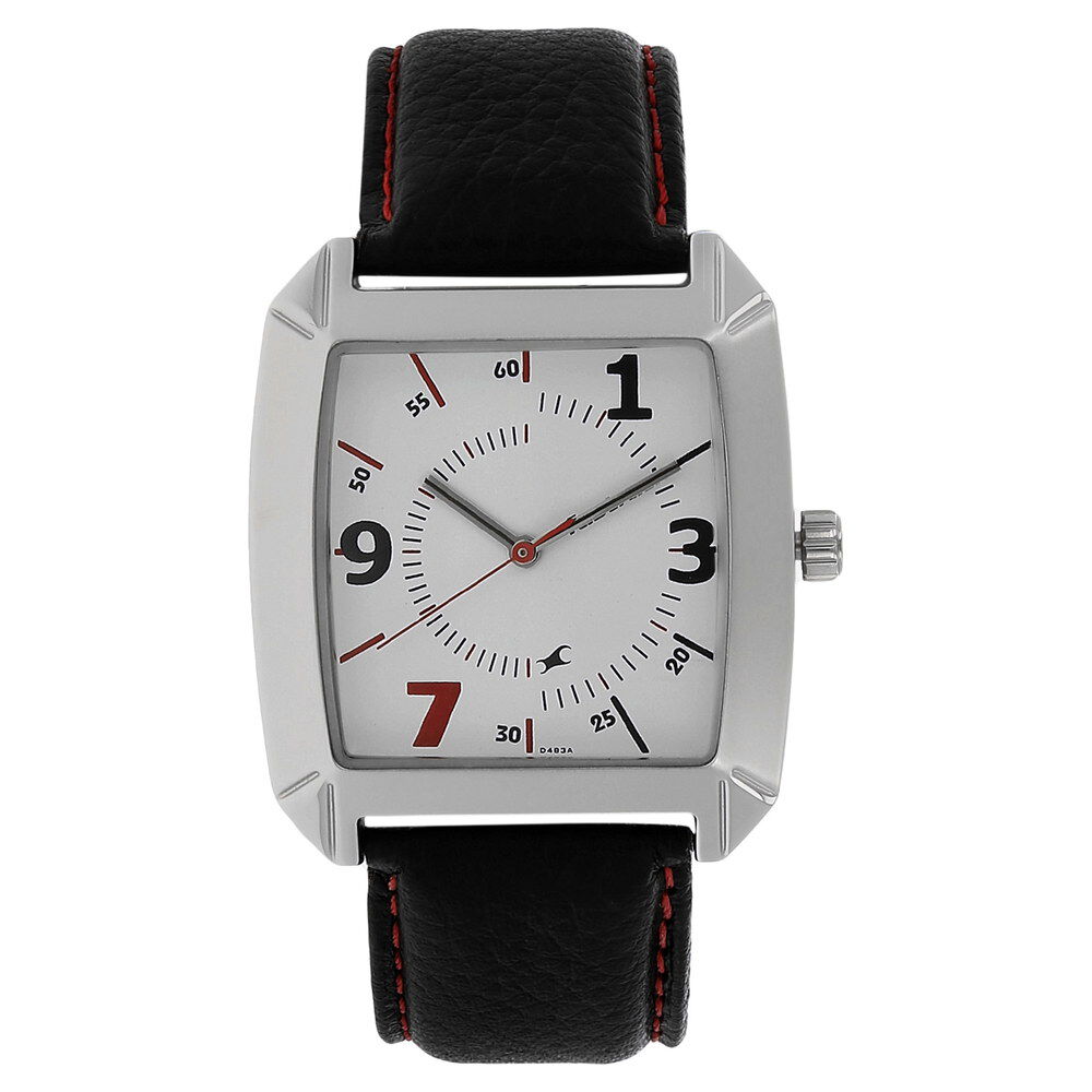Buy Online Fastrack Quartz Analog White Dial Leather Strap Watch for Guys nk9336sl01 Titan