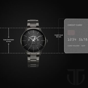 Titan Black Dial World Time with Date Stainless Steel Strap watch for Men