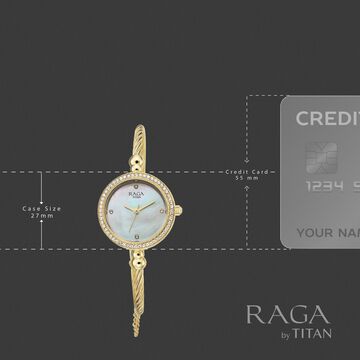 Titan Raga Spotlight Quartz Analog White Dial Golden Metal Strap Watch For Women