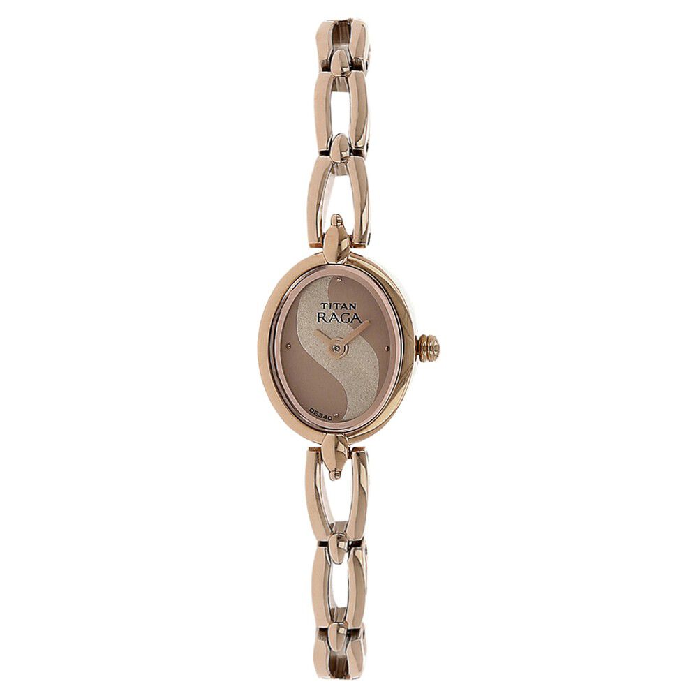 Buy Online Titan Quartz Analog Beige Dial Metal Strap Watch for Women nh2253wm01 Titan