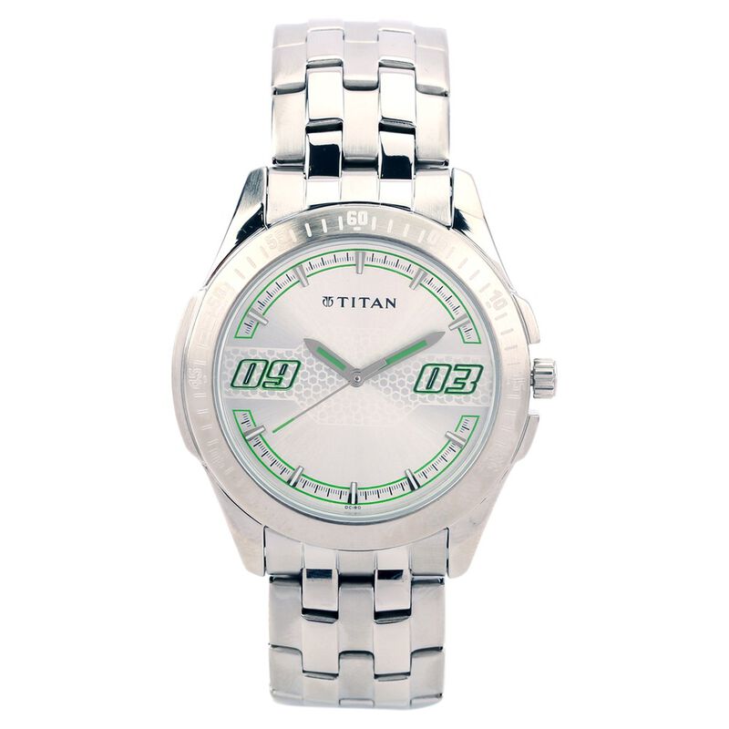 Titan Quartz Analog Silver Dial Stainless Steel Strap Watch for Men