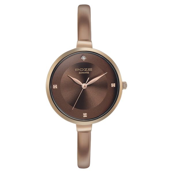 Sonata Poze Quartz Analog Brown Dial Metal Strap Watch for Women - image number 1