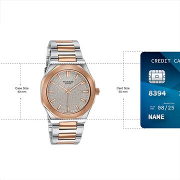 Sonata Poze Quartz Analog Beige Dial Two Toned Colour Stainless Steel Strap Watch For Men