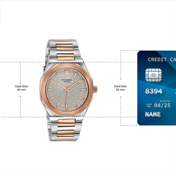 Sonata Poze Quartz Analog Beige Dial Two Toned Colour Stainless Steel Strap Watch For Men - image number 3