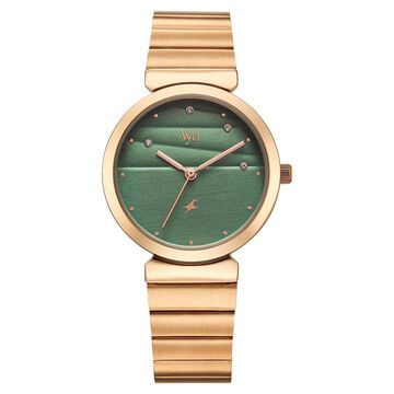 Fastrack Vyb Charmer Quartz Analog Green Dial Metal Strap Watch For Girls