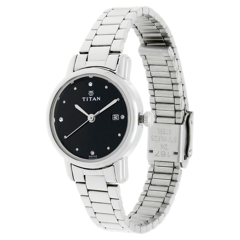 Titan Karishma Black Dial Women Watch With Stainless Steel Strap - image number 1