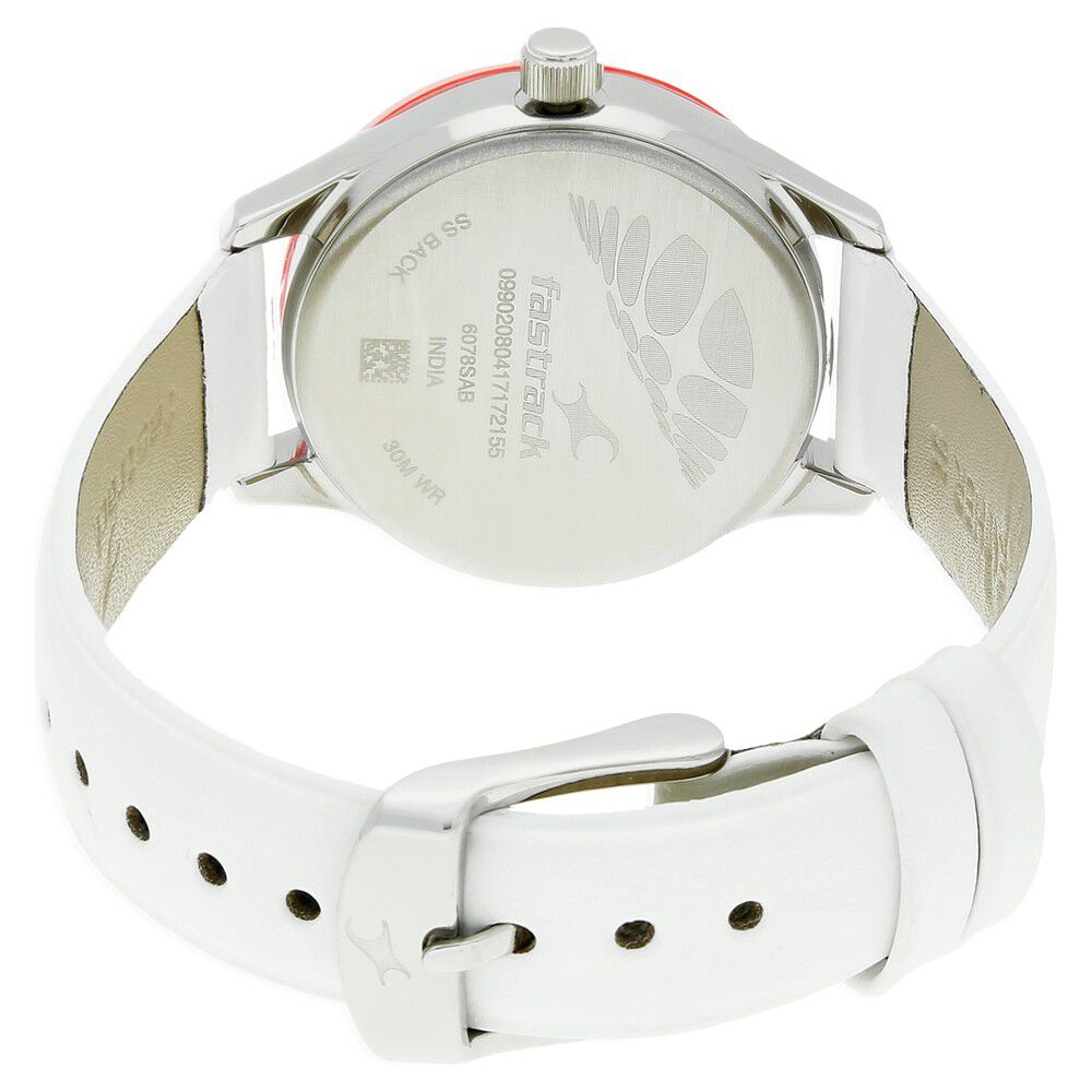 Buy Online Fastrack Quartz Analog White Dial Leather Strap Watch for Girls np6078sl01 Titan