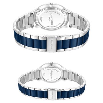 Kenneth Cole Quartz Analog Blue Dial Two Toned Stainless Steel Strap Watch For Couple
