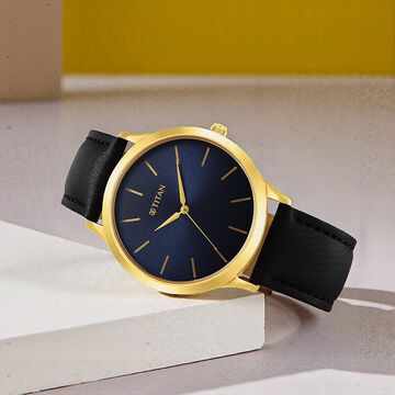 Titan Karishma Radiance Blue Dial Analog Leather Strap watch for Men