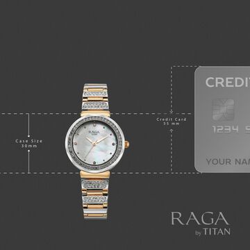 Titan Raga Spotlight Quartz Analog Mother of Pearl Dial Two Toned Metal Strap Watch For Women