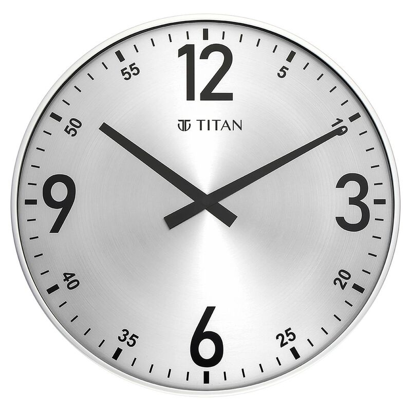 Buy Online Titan Silver Slim Wall Clock 36 cm x 36 cm (Medium