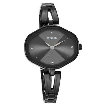 Titan Karishma Quartz Analog Black Dial Black Stainless Steel Strap Watch For Women