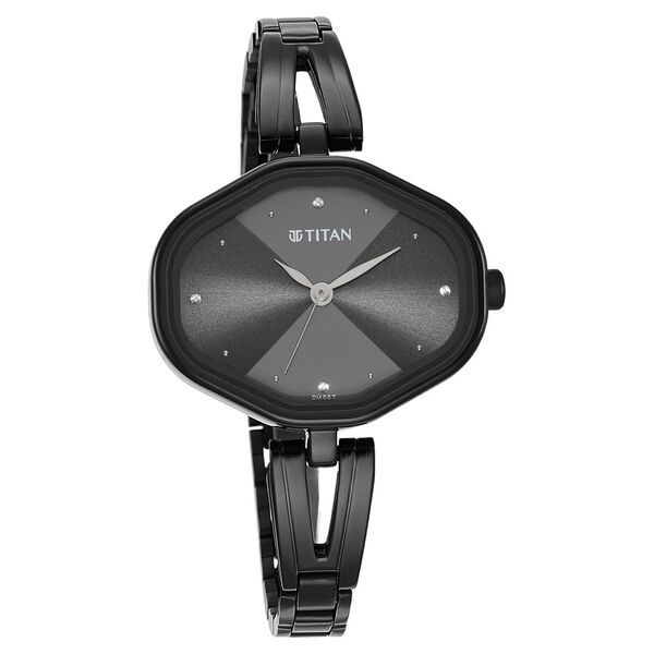 Titan Karishma Quartz Analog Black Dial Black Stainless Steel Strap Watch For Women - image number 0