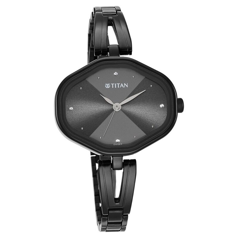 Titan Karishma Quartz Analog Black Dial Black Stainless Steel Strap Watch For Women