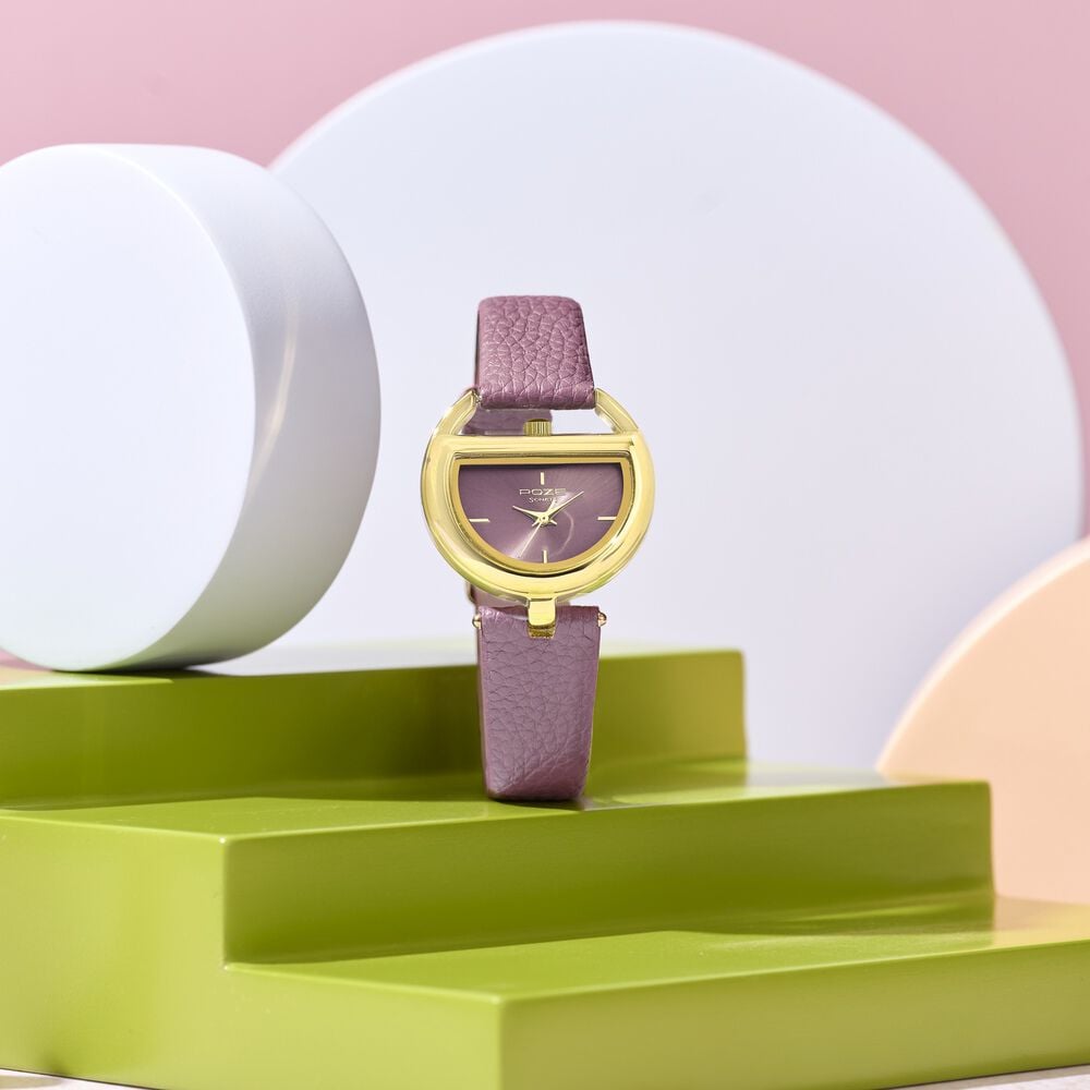 Poze By Sonata Quartz Analog Purple Dial Purple PU Leather Strap Watch For Women-image-44