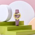Poze By Sonata Quartz Analog Pink Dial Pink PU Leather Strap Watch For Women