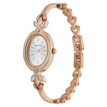 Sonata Blush Silver Dial Women Watch With Metal Strap