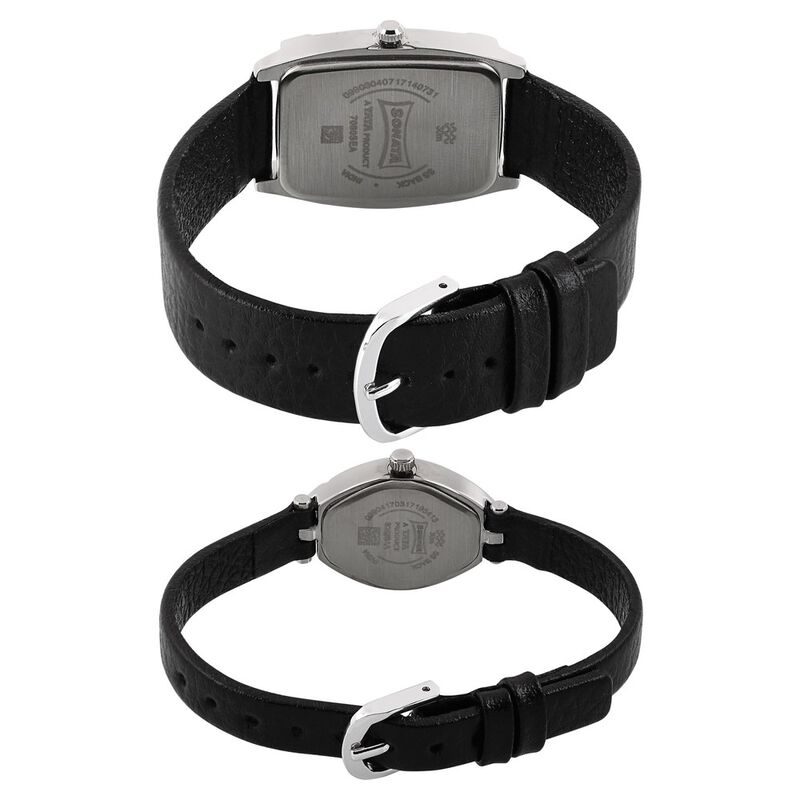Sonata Quartz Analog White Dial Metal Strap Watch for Couple - image number 3