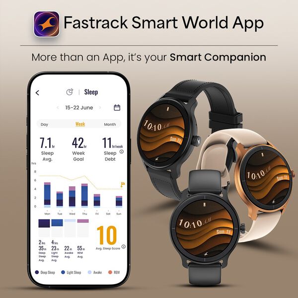 Fastrack Sleek Smartwatch 1.32" inch AMOLED Display, Sleek Design, Functional Crown, QR Hub, 24/7 Health Suite - image number 6