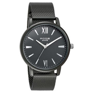 Sonata Poze Quartz Analog Black Dial Mesh Strap Watch for Men