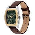 Tommy Hilfiger Quartz Multifunction Green Dial Brown Leather Strap Watch For Men - image number 1