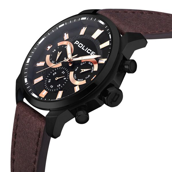Police Black Dial Brown Strap Multifunction Watch for Men - image number 1