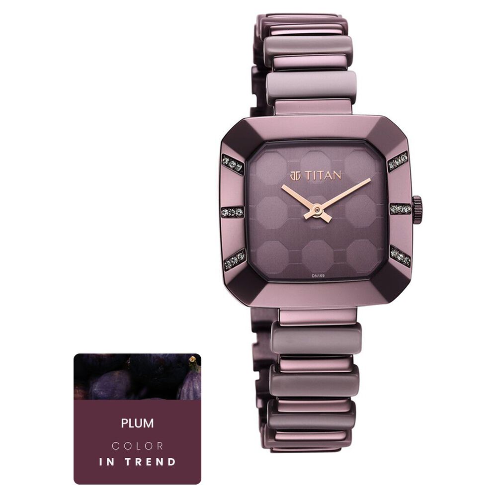 Glitz Purple Dial Metal & Plastic Strap Watch for Women-image-44