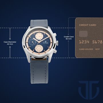 Titan Men's Metropolitan Charm: Men's Multifunctional Blue Watch with Leather Strap