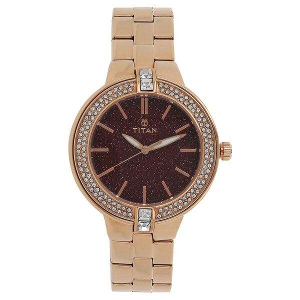 Titan Quartz Analog Red Dial Stainless Steel Strap Watch for Women - image number 0
