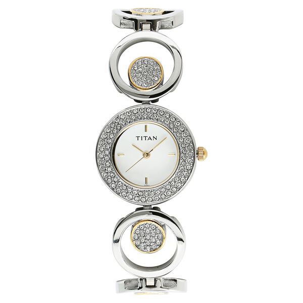 Titan Quartz Analog White Dial Stainless Steel Strap Watch for Women - image number 0