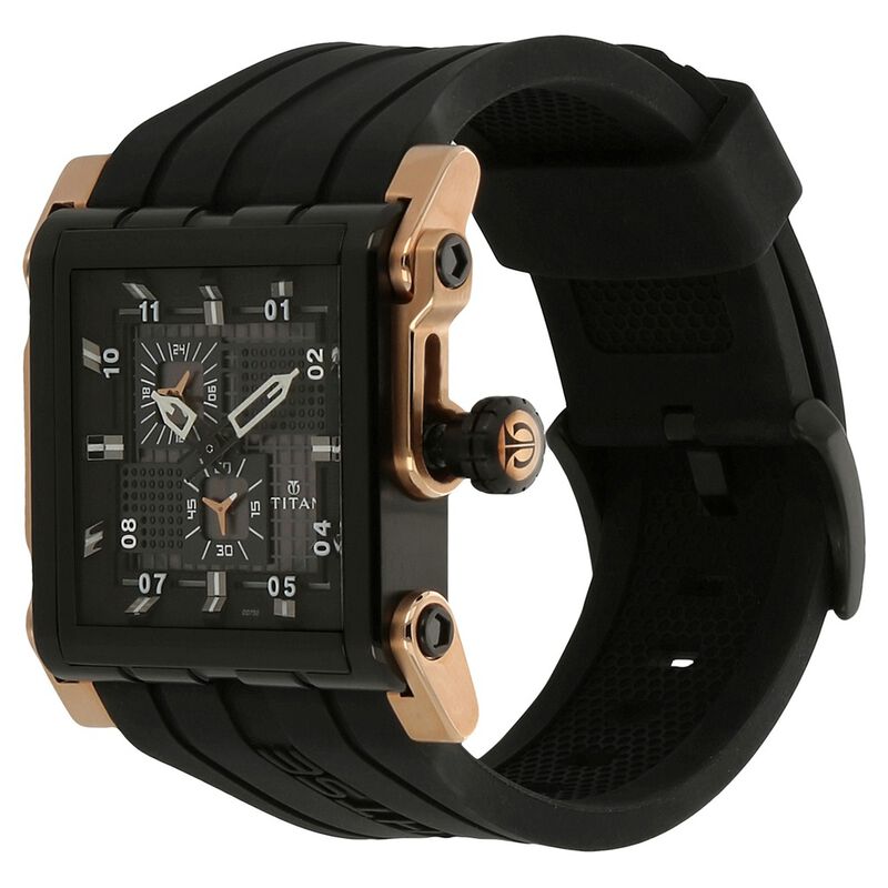 Titan Quartz Multifunction Black Dial Silicone Strap Watch for Men - image number 1