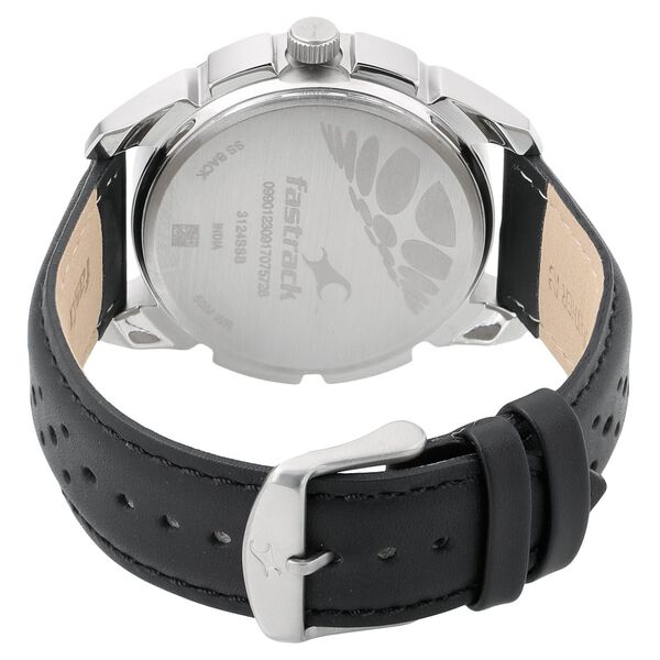 Fastrack Loopholes Quartz Analog Black Dial Leather Strap Watch for Guys - image number 3