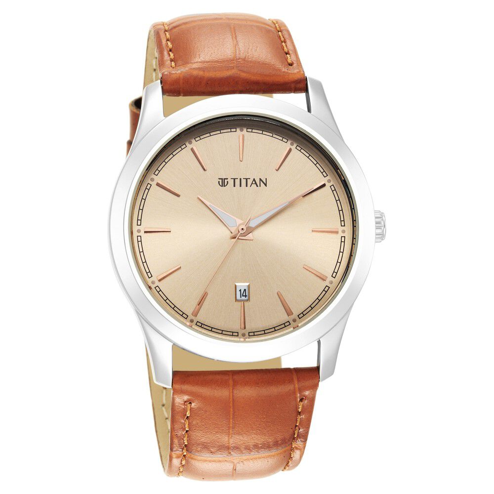 Buy Online Titan Trendsetters Light Rose Gold Dial Analog Leather Buy Online Titan Trendsetters Light Rose Gold Dial Analog Leather