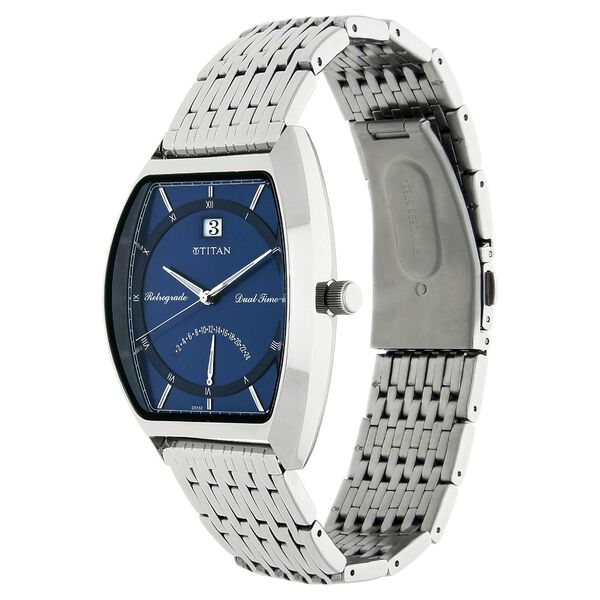 Titan Dual Time Blue Dial Stainless Steel Strap watch for Men - image number 1