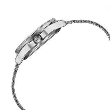 Sonata Poze Quartz Analog Silver Round Dial Silver Mesh Strap Watch For Women