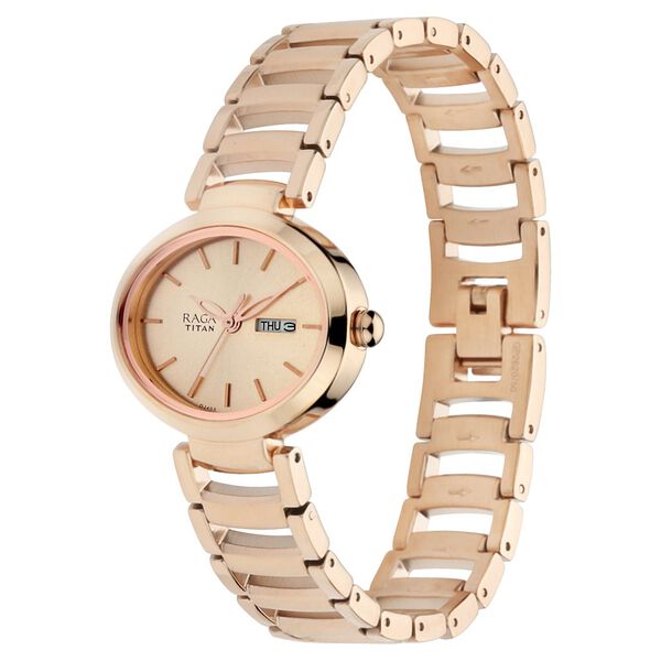 Titan Raga Viva Rose Gold Dial Women Watch With Metal Strap - image number 2