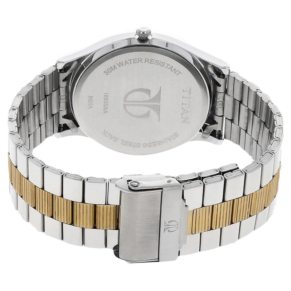 Buy Online Titan Metal White Dial Analog with Day and Date Stainless Steel Strap Watch for Men ns1650bm01 Titan