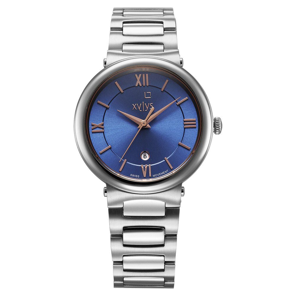 Xylys Quartz Analog with Date Blue Dial Silver Stainless Steel Strap Watch For Women-picture-13