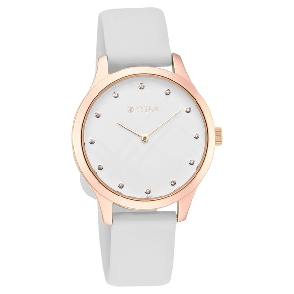 Titan Athleisure White Dial Analog Rubber Strap Watch for Women - image number 0