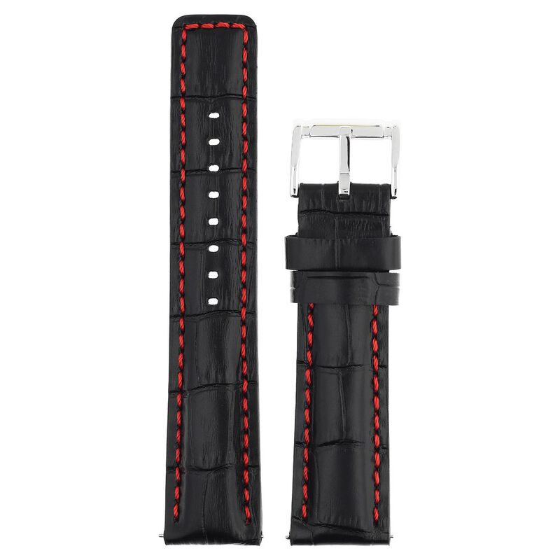 22 mm Black Genuine Leather Straps for Men