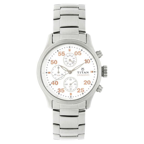 Titan Quartz Chronograph Silver Dial Stainless Steel Strap Watch for Men - image number 0