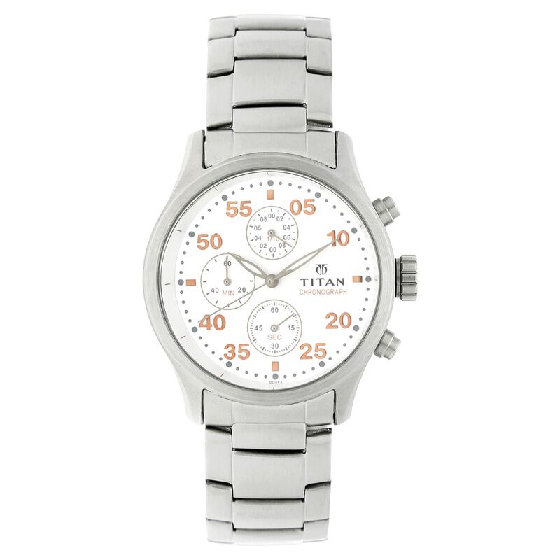 Titan Quartz Chronograph Silver Dial Stainless Steel Strap Watch for Men