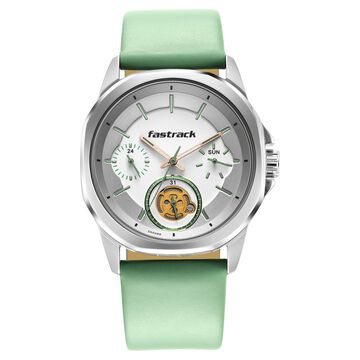 Fastrack Exuberant Quartz Analog White Dial Leather Strap Watch for Guys