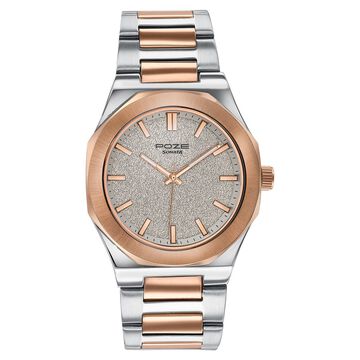 Sonata Poze Quartz Analog Beige Dial Two Toned Colour Stainless Steel Strap Watch For Men