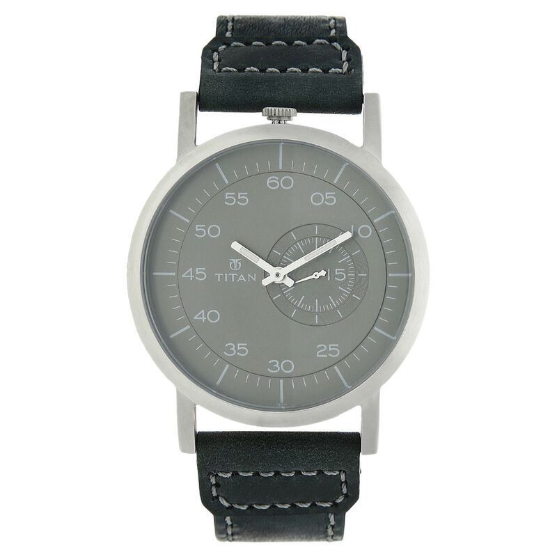 Titan Analog Grey Dial Leather Strap watch for Men